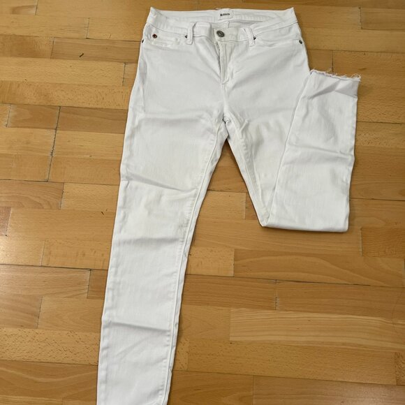 Hudson White Skinny Raw Hem Jeans - Size 28 - Picture 1 of 9
